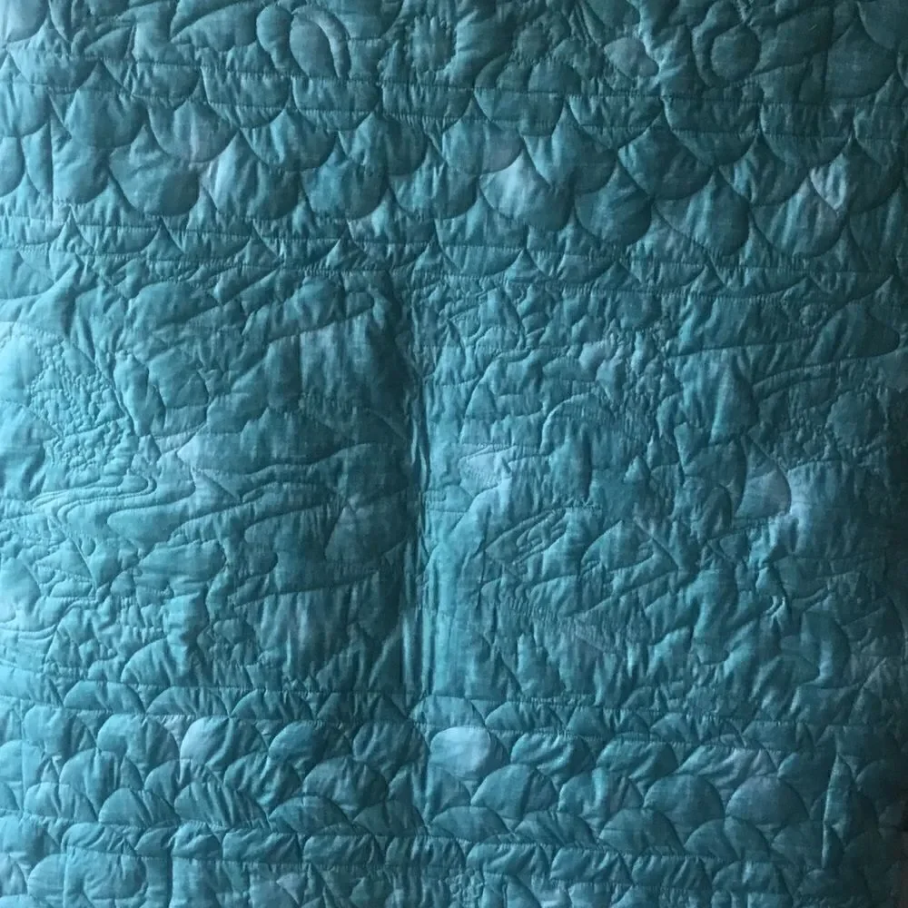Hand Crafted Turquoise & Gold Quilt